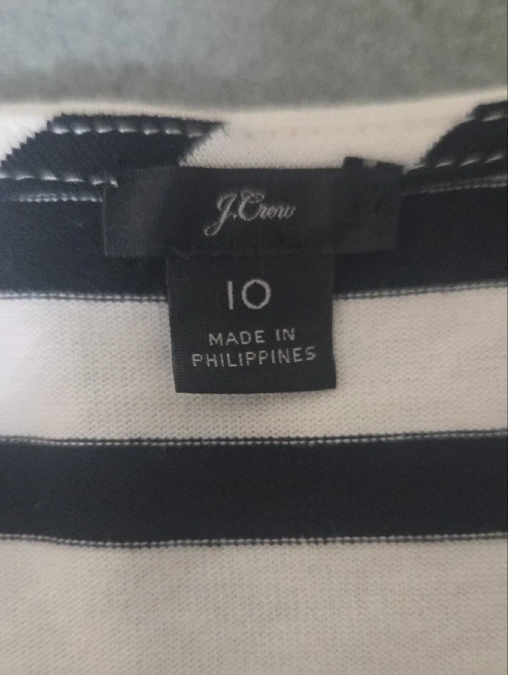 J. Crew Black & White Striped Long Sleeve Sheath 100% Cotton Dress - Size 10
